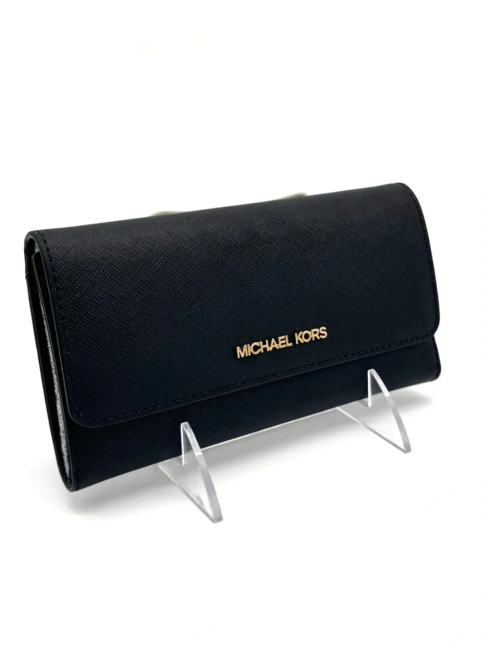 Michael Kors Large Jet Set Travel Trifold Wallet - Black/Gold